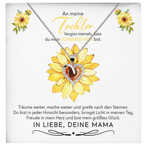 22Feels® Sonnenschein Tochter Geschenk von Mama Silber 925/000 Herz Halskette mit Karte Mädchen Frauen Schmuck Geburtstag Weihnachten Firmung Konfirmation etc.-Schmuck mit Botschaftskarte - Herz21-22Feels