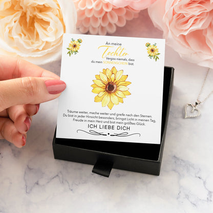 22Feels® Sonnenschein Tochter Geschenk Silber 925/000 Herz Halskette mit Karte Mädchen Frauen Schmuck Geburtstag Weihnachten Firmung Konfirmation etc.-Schmuck mit Botschaftskarte - Herz21-22Feels