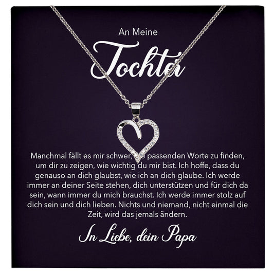 22Feels® Tochter Geschenk von Papa Silber 925/000 Herz Halskette mit Karte Mädchen Frauen Schmuck Geburtstag Weihnachten Firmung Konfirmation etc.-Schmuck mit Botschaftskarte - Herz21-22Feels