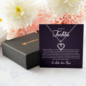 22Feels® Tochter Geschenk von Papa Silber 925/000 Herz Halskette mit Karte Mädchen Frauen Schmuck Geburtstag Weihnachten Firmung Konfirmation etc.-Schmuck mit Botschaftskarte - Herz21-22Feels