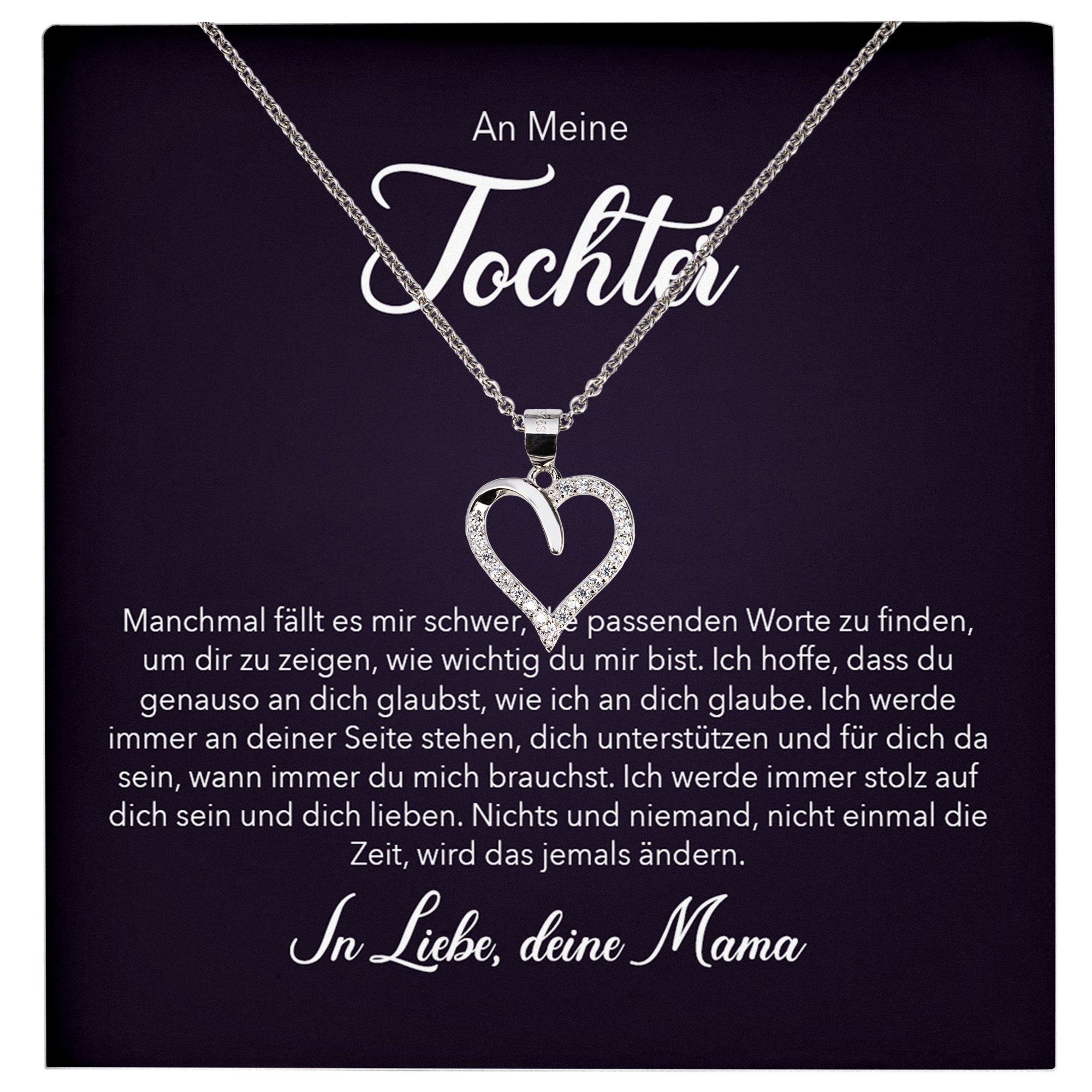 22Feels® Tochter Geschenk von Mama Silber 925/000 Herz Halskette mit Karte Mädchen Frauen Schmuck Geburtstag Weihnachten Firmung Konfirmation etc.-Schmuck mit Botschaftskarte - Herz21-22Feels