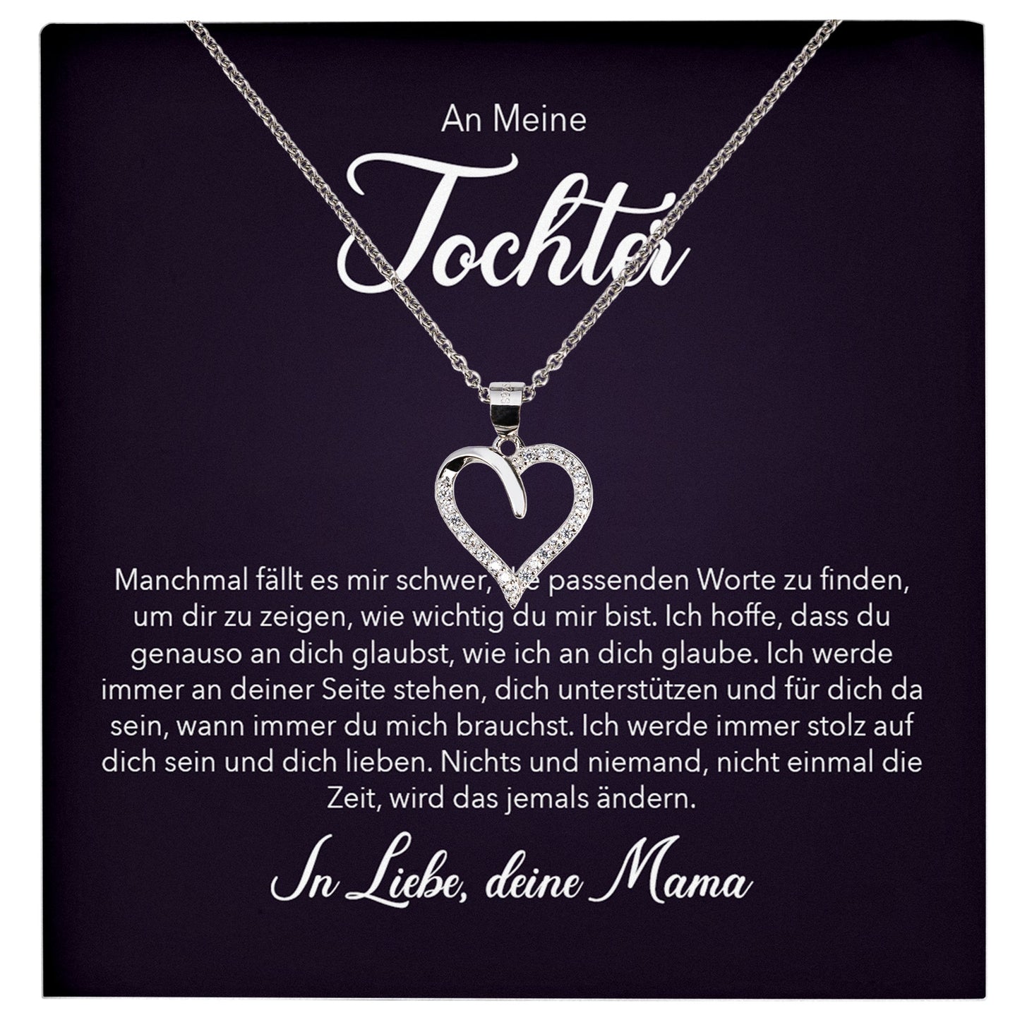 22Feels® Tochter Geschenk von Mama Silber 925/000 Herz Halskette mit Karte Mädchen Frauen Schmuck Geburtstag Weihnachten Firmung Konfirmation etc.-Schmuck mit Botschaftskarte - Herz21-22Feels