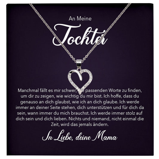 22Feels® Tochter Geschenk von Mama Silber 925/000 Herz Halskette mit Karte Mädchen Frauen Schmuck Geburtstag Weihnachten Firmung Konfirmation etc.-Schmuck mit Botschaftskarte - Herz21-22Feels