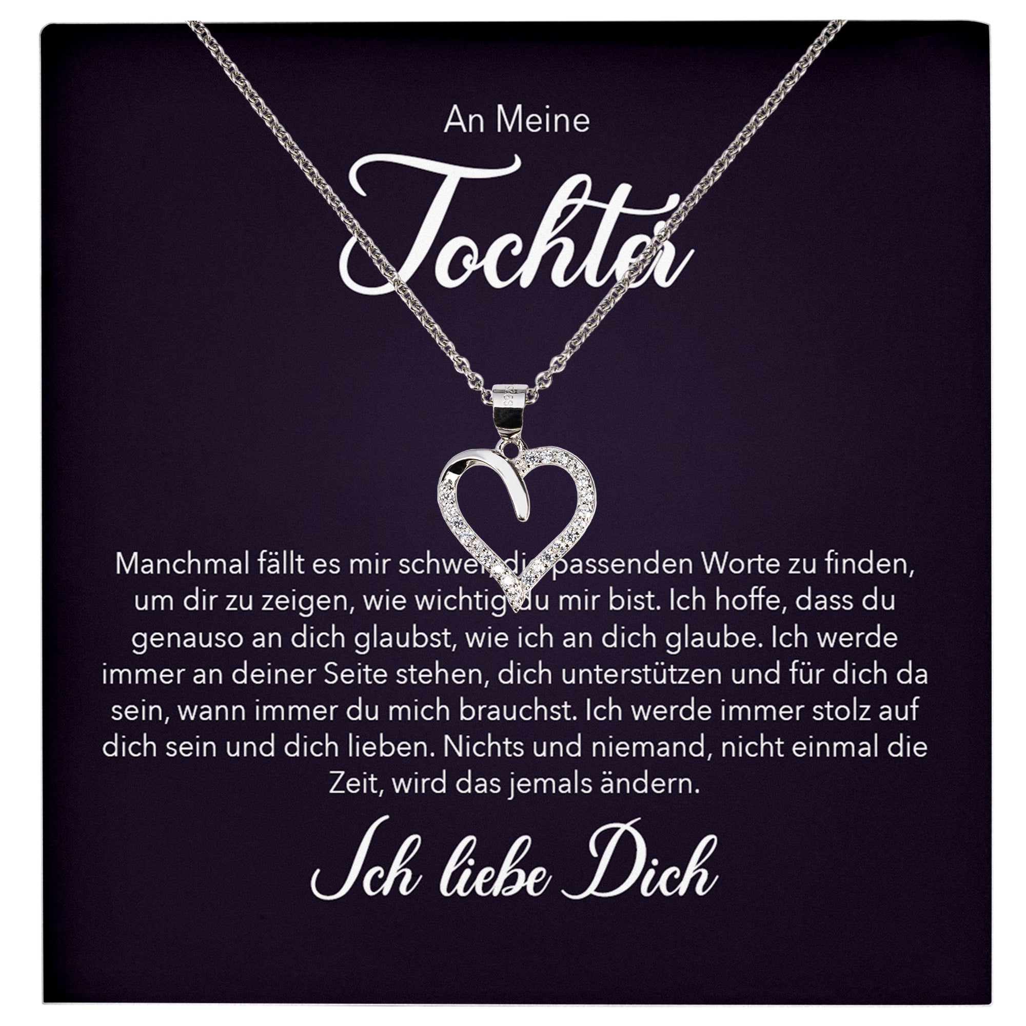 22Feels® Tochter Geschenk Silber 925/000 Herz Halskette mit Karte Mädchen Frauen Schmuck Geburtstag Weihnachten Firmung Konfirmation etc.-Schmuck mit Botschaftskarte - Herz21-22Feels