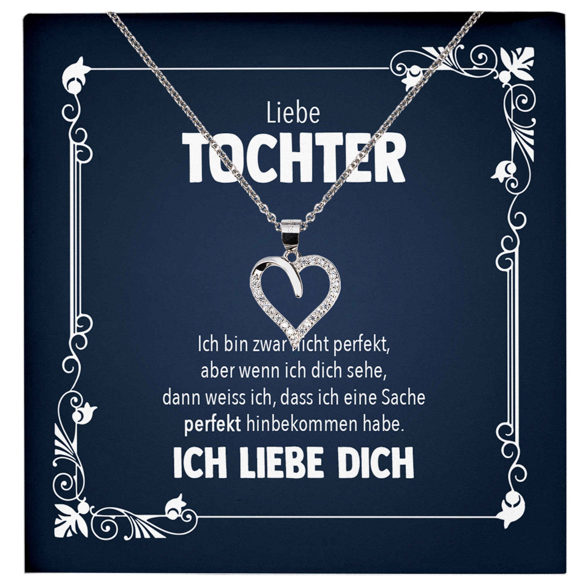 22Feels® Liebe Tochter Geschenk Silber 925/000 Herz Halskette mit Karte Mädchen Frauen Schmuck Geburtstag Weihnachten Firmung Konfirmation etc.-Schmuck mit Botschaftskarte - Herz21-22Feels