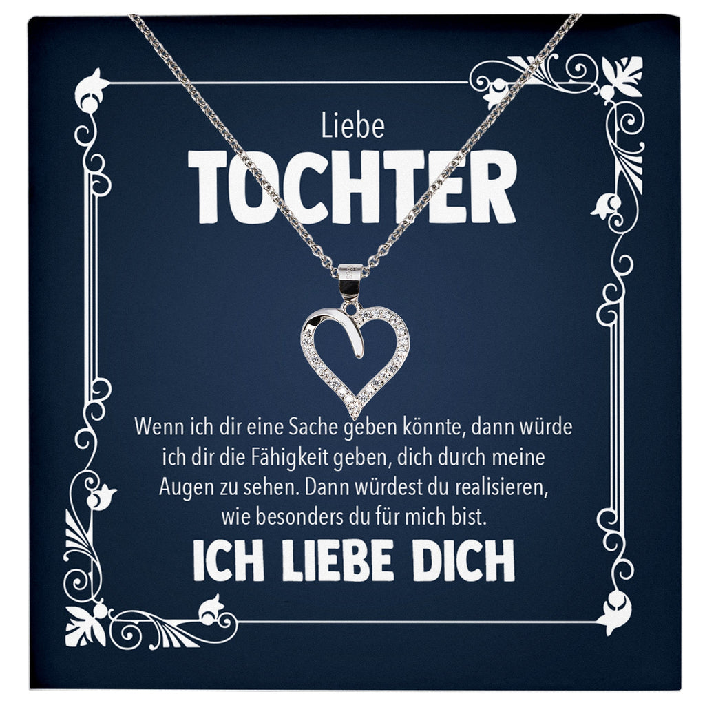 22Feels® Liebe Tochter Geschenk Silber 925/000 Herz Halskette mit Karte Mädchen Frauen Schmuck Geburtstag Weihnachten Firmung Konfirmation etc.-Schmuck mit Botschaftskarte - Herz21-22Feels
