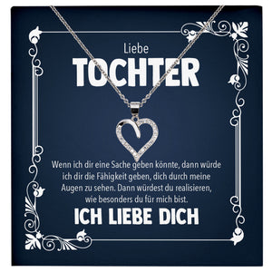22Feels® Liebe Tochter Geschenk Silber 925/000 Herz Halskette mit Karte Mädchen Frauen Schmuck Geburtstag Weihnachten Firmung Konfirmation etc.-Schmuck mit Botschaftskarte - Herz21-22Feels