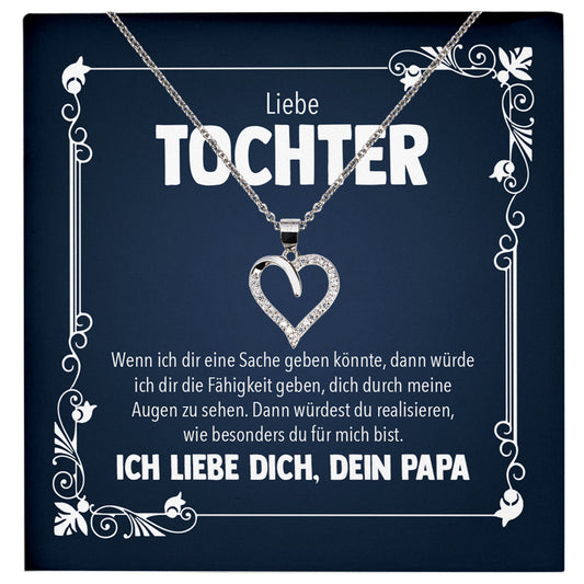 22Feels® Liebe Tochter Geschenk von Papa Silber 925/000 Herz Halskette mit Karte Mädchen Frauen Schmuck Geburtstag Weihnachten Firmung Konfirmation etc.-Schmuck mit Botschaftskarte - Herz21-22Feels