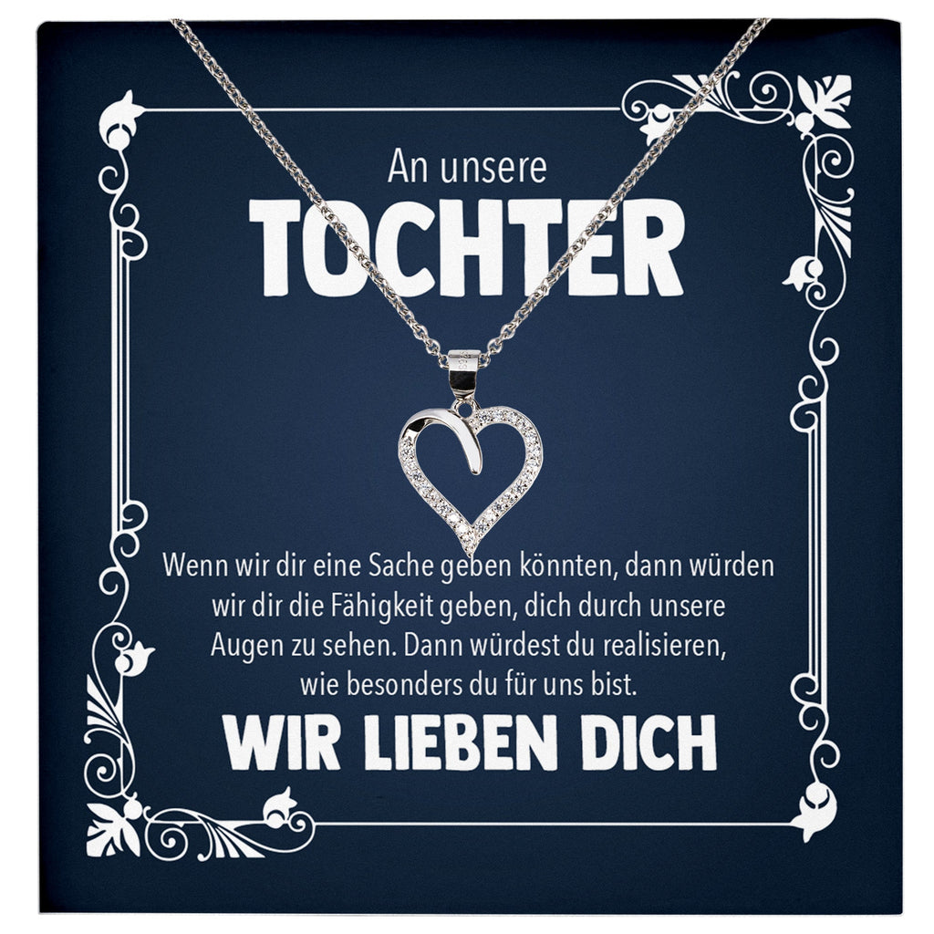 22Feels® Unsere Tochter Geschenk Silber 925/000 Herz Halskette mit Karte Mädchen Frauen Schmuck Geburtstag Weihnachten Firmung Konfirmation etc.-Schmuck mit Botschaftskarte - Herz21-22Feels