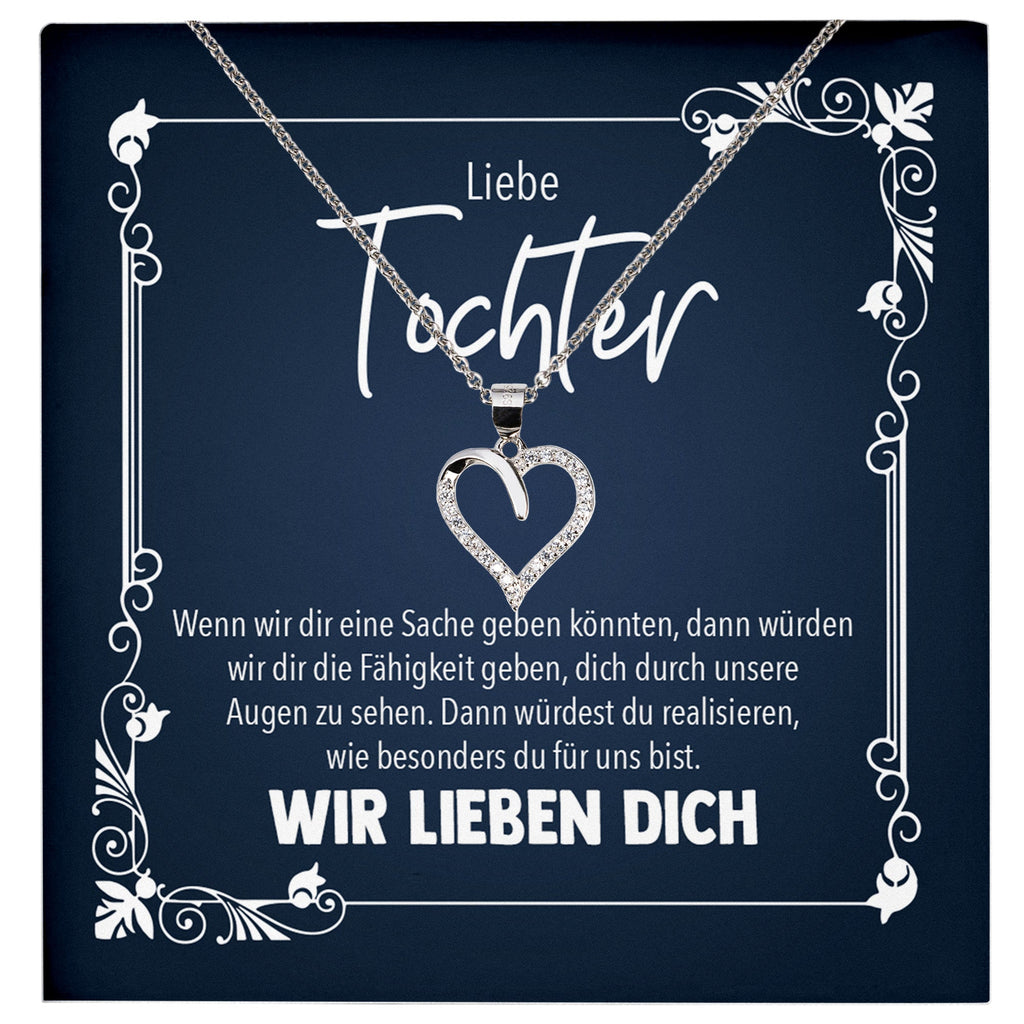 22Feels® Unsere Tochter Geschenk Silber 925/000 Herz Halskette mit Karte Mädchen Frauen Schmuck Geburtstag Weihnachten Firmung Konfirmation etc.-Schmuck mit Botschaftskarte - Herz21-22Feels