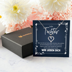 22Feels® Unsere Tochter Geschenk Silber 925/000 Herz Halskette mit Karte Mädchen Frauen Schmuck Geburtstag Weihnachten Firmung Konfirmation etc.-Schmuck mit Botschaftskarte - Herz21-22Feels