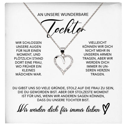 22Feels® Unsere Tochter Geschenk Silber 925/000 Herz Halskette mit Karte Mädchen Frauen Schmuck Geburtstag Weihnachten Firmung Konfirmation etc.-Schmuck mit Botschaftskarte - Herz21-22Feels