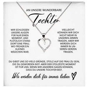 22Feels® Unsere Tochter Geschenk Silber 925/000 Herz Halskette mit Karte Mädchen Frauen Schmuck Geburtstag Weihnachten Firmung Konfirmation etc.-Schmuck mit Botschaftskarte - Herz21-22Feels