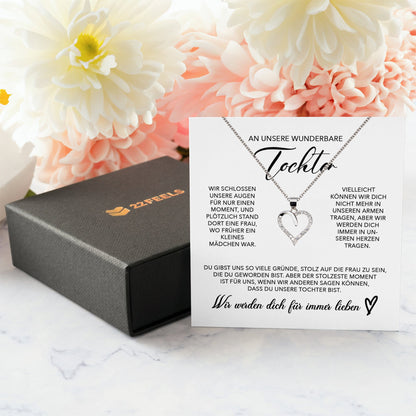 22Feels® Unsere Tochter Geschenk Silber 925/000 Herz Halskette mit Karte Mädchen Frauen Schmuck Geburtstag Weihnachten Firmung Konfirmation etc.-Schmuck mit Botschaftskarte - Herz21-22Feels
