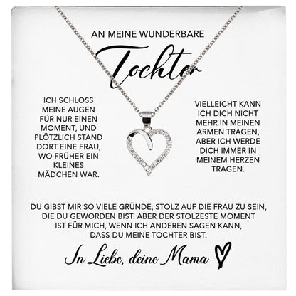 22Feels® Tochter Geschenk von Mama Silber 925/000 Herz Halskette mit Karte Mädchen Frauen Schmuck Geburtstag Weihnachten Firmung Konfirmation etc.-Schmuck mit Botschaftskarte - Herz21-22Feels