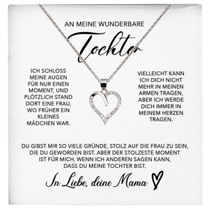 22Feels® Tochter Geschenk von Mama Silber 925/000 Herz Halskette mit Karte Mädchen Frauen Schmuck Geburtstag Weihnachten Firmung Konfirmation etc.-Schmuck mit Botschaftskarte - Herz21-22Feels