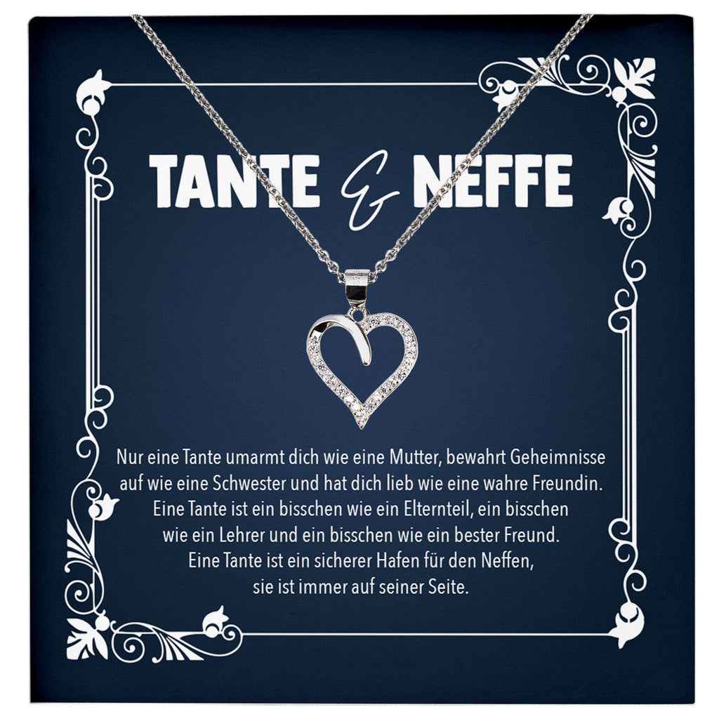 22Feels® Tante Geschenk von Neffe Silber 925 Herz Halskette mit Karte Frauen Schmuck Collier Geburtstag Weihnachten Anhänger mit Zirkonia-Steinen-Schmuck mit Botschaftskarte - Herz21-22Feels