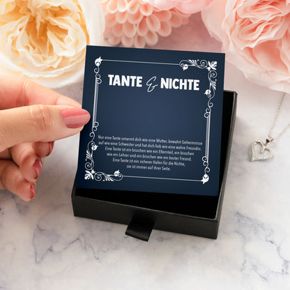 22Feels® Tante Geschenk von Nichte Silber 925 Herz Halskette mit Karte Frauen Schmuck Collier Geburtstag Weihnachten Anhänger mit Zirkonia-Steinen-Schmuck mit Botschaftskarte - Herz21-22Feels