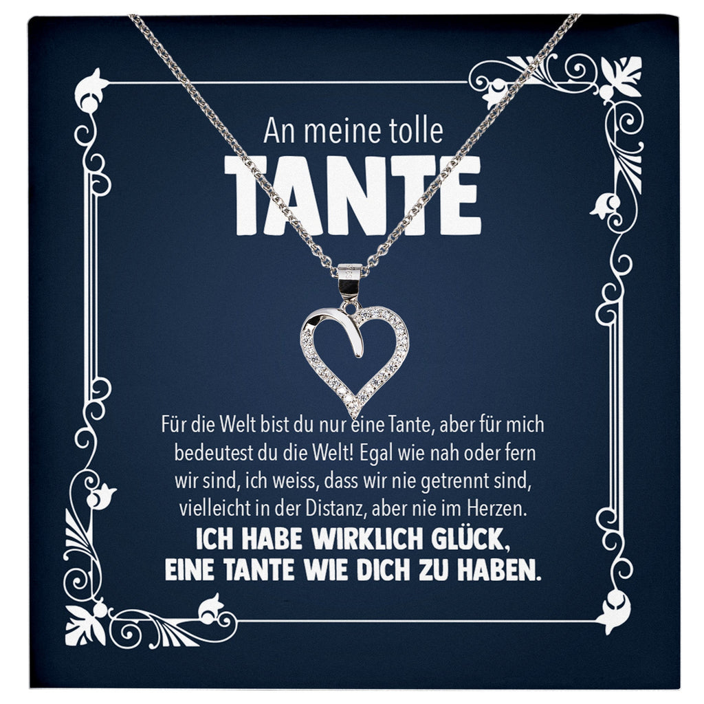 22Feels® Tolle Tante Geschenk Silber 925 Herz Halskette mit Karte Frauen Schmuck Collier Geburtstag Weihnachten Anhänger mit Zirkonia-Steinen-Schmuck mit Botschaftskarte - Herz21-22Feels