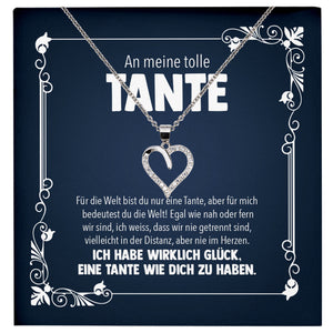 22Feels® Tolle Tante Geschenk Silber 925 Herz Halskette mit Karte Frauen Schmuck Collier Geburtstag Weihnachten Anhänger mit Zirkonia-Steinen-Schmuck mit Botschaftskarte - Herz21-22Feels