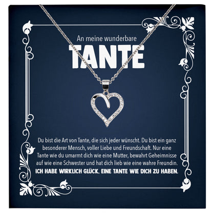 22Feels® Wunderbare Tante Geschenk Silber 925 Herz Halskette mit Karte Frauen Schmuck Collier Geburtstag Weihnachten Anhänger mit Zirkonia-Steinen-Schmuck mit Botschaftskarte - Herz21-22Feels