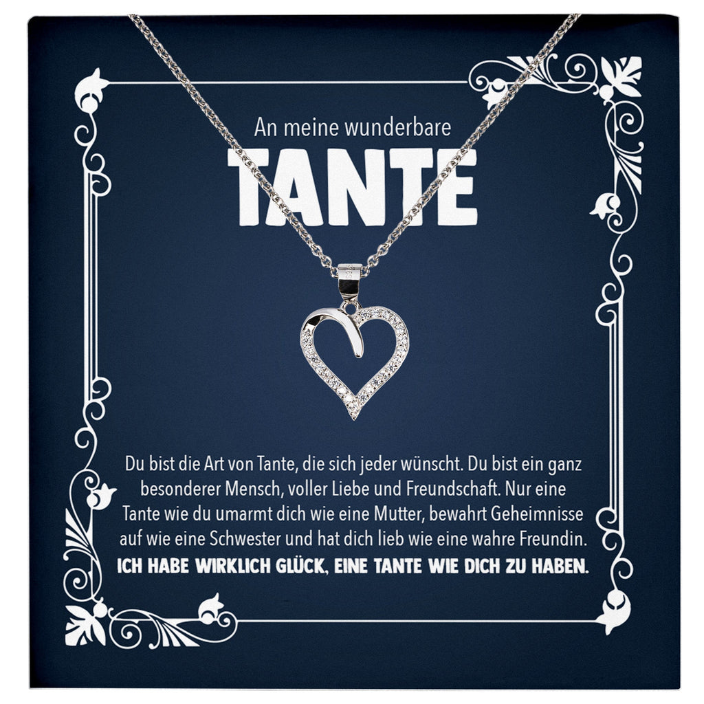 22Feels® Wunderbare Tante Geschenk Silber 925 Herz Halskette mit Karte Frauen Schmuck Collier Geburtstag Weihnachten Anhänger mit Zirkonia-Steinen-Schmuck mit Botschaftskarte - Herz21-22Feels