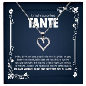 22Feels® Wunderbare Tante Geschenk Silber 925 Herz Halskette mit Karte Frauen Schmuck Collier Geburtstag Weihnachten Anhänger mit Zirkonia-Steinen-Schmuck mit Botschaftskarte - Herz21-22Feels