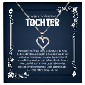 22Feels® Stieftochter Geschenk Silber 925/000 Herz Halskette mit Karte Mädchen Frauen Schmuck Geburtstag Weihnachten Handverlesene Tochter-Schmuck mit Botschaftskarte - Herz21-22Feels