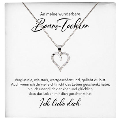 22Feels® Wunderbare Stieftochter Geschenk Silber 925/000 Herz Halskette mit Karte Mädchen Frauen Schmuck Geburtstag Weihnachten Firmung Konfirmation etc.-Schmuck mit Botschaftskarte - Herz21-22Feels