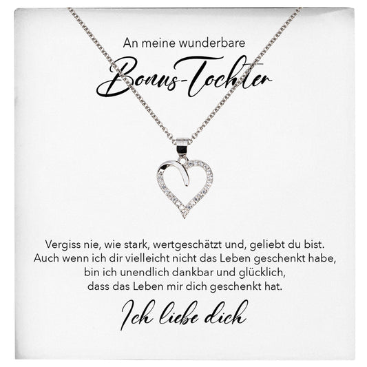 22Feels® Wunderbare Stieftochter Geschenk Silber 925/000 Herz Halskette mit Karte Mädchen Frauen Schmuck Geburtstag Weihnachten Firmung Konfirmation etc.-Schmuck mit Botschaftskarte - Herz21-22Feels