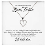 22Feels® Wunderbare Stieftochter Geschenk Silber 925/000 Herz Halskette mit Karte Mädchen Frauen Schmuck Geburtstag Weihnachten Firmung Konfirmation etc.-Schmuck mit Botschaftskarte - Herz21-22Feels