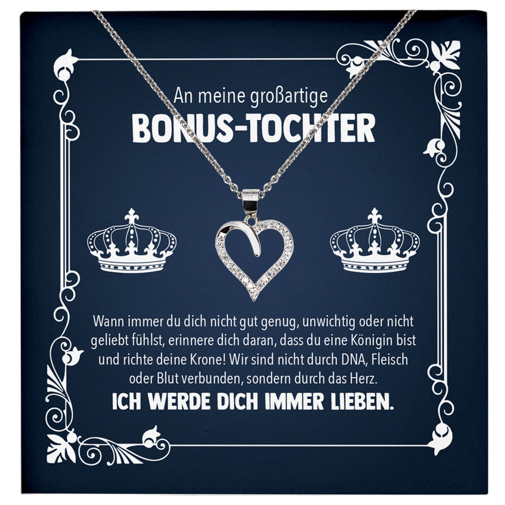 22Feels® Großartige Stieftochter Geschenk Silber 925/000 Herz Halskette mit Karte Mädchen Frauen Schmuck Geburtstag Weihnachten Firmung Konfirmation etc.-Schmuck mit Botschaftskarte - Herz21-22Feels