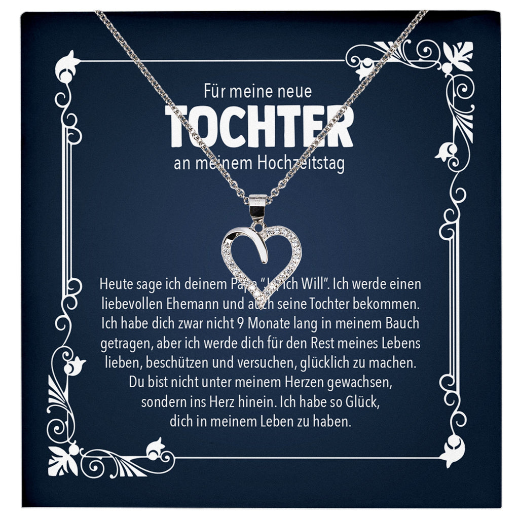 22Feels® Stieftochter Geschenk am Hochzeitstag der Stiefmama Silber 925/000 Herz Halskette mit Karte Mädchen Frauen Schmuck Anhänger-Schmuck mit Botschaftskarte - Herz21-22Feels