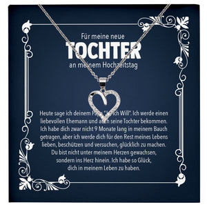 22Feels® Stieftochter Geschenk am Hochzeitstag der Stiefmama Silber 925/000 Herz Halskette mit Karte Mädchen Frauen Schmuck Anhänger-Schmuck mit Botschaftskarte - Herz21-22Feels