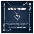 22Feels® Wunderbare Bonus Tochter Stieftochter Geschenk von Stiefmama Silber 925/000 Herz Halskette mit Karte Mädchen Frauen Schmuck Geburtstag Weihnachten Firmung Konfirmation etc.-Schmuck mit Botschaftskarte - Herz21-22Feels