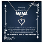 22Feels® Unbiologische Mama Stiefmama Geschenk Silber 925/000 Herz Halskette Stiefmutter Muttertag Frauen Schmuck mit Karte Geburtstag Weihnachten Stiefeltern Bonus Mutter Patchwork-Schmuck mit Botschaftskarte - Herz21-22Feels