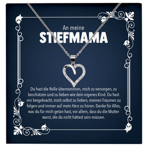22Feels® Stiefmama Geschenk Silber 925/000 Herz Halskette Stiefmutter Muttertag Frauen Schmuck mit Karte Geburtstag Weihnachten Stiefeltern Bonus Mutter Patchwork-Schmuck mit Botschaftskarte - Herz21-22Feels