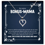22Feels® Bonus Mama Stiefmama Geschenk Silber 925/000 Herz Halskette Stiefmutter Muttertag Frauen Schmuck mit Karte Geburtstag Weihnachten Stiefeltern Mutter Patchwork-Schmuck mit Botschaftskarte - Herz21-22Feels
