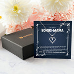 22Feels® Bonus Mama Stiefmama Geschenk Silber 925/000 Herz Halskette Stiefmutter Muttertag Frauen Schmuck mit Karte Geburtstag Weihnachten Stiefeltern Mutter Patchwork-Schmuck mit Botschaftskarte - Herz21-22Feels