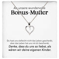 22Feels® Unsere Stiefmama Geschenk Silber 925/000 Herz Halskette Stiefmutter Muttertag Frauen Schmuck mit Karte Geburtstag Weihnachten Stiefeltern Bonus Mutter Patchwork-Schmuck mit Botschaftskarte - Herz21-22Feels