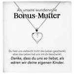 22Feels® Unsere Stiefmama Geschenk Silber 925/000 Herz Halskette Stiefmutter Muttertag Frauen Schmuck mit Karte Geburtstag Weihnachten Stiefeltern Bonus Mutter Patchwork-Schmuck mit Botschaftskarte - Herz21-22Feels