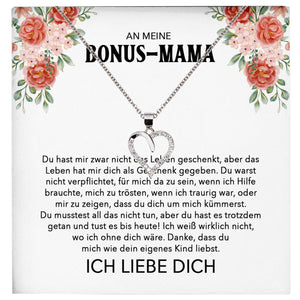 22Feels® Stiefmama Geschenk Silber 925/000 Herz Halskette Stiefmutter Muttertag Frauen Schmuck mit Karte Geburtstag Weihnachten Stiefeltern Bonus Mutter Patchwork-Schmuck mit Botschaftskarte - Herz21-22Feels