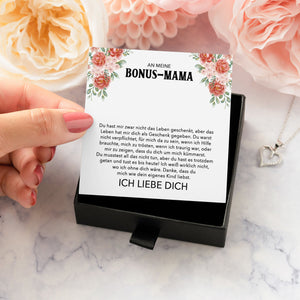 22Feels® Stiefmama Geschenk Silber 925/000 Herz Halskette Stiefmutter Muttertag Frauen Schmuck mit Karte Geburtstag Weihnachten Stiefeltern Bonus Mutter Patchwork-Schmuck mit Botschaftskarte - Herz21-22Feels