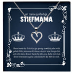 22Feels® Großartige Stiefmama Geschenk Silber 925/000 Herz Halskette Stiefmutter Muttertag Frauen Schmuck mit Karte Geburtstag Weihnachten Stiefeltern Bonus Mutter Patchwork-Schmuck mit Botschaftskarte - Herz21-22Feels