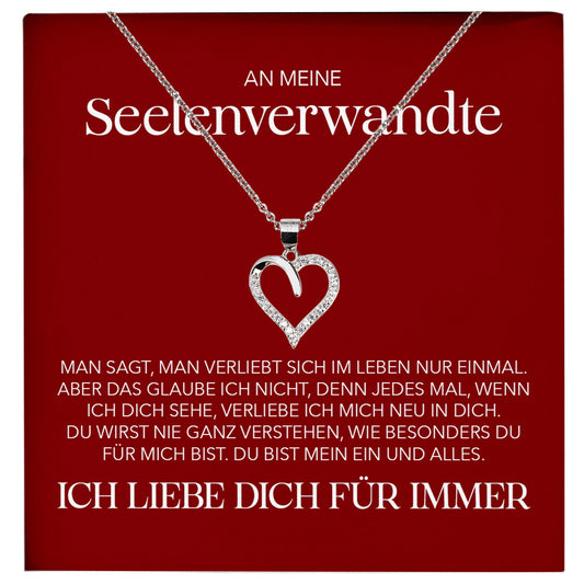 22Feels® Seelenverwandte Ich Liebe Dich Frauen Geschenk Silber 925/000 Schmuck Ehefrau Freundin Herz Halskette Valentinstag Hochzeitstag Jahrestag-Schmuck mit Botschaftskarte - Herz21-22Feels