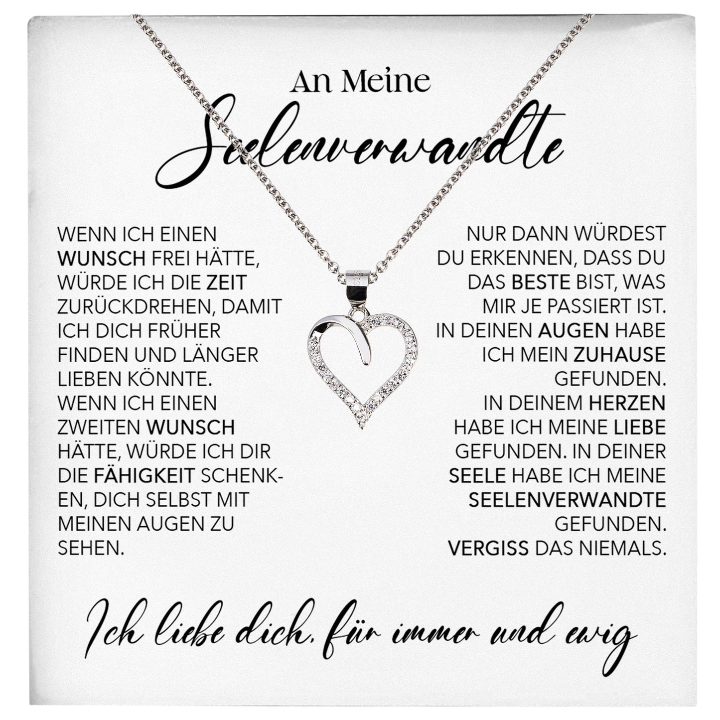 22Feels® Seelenverwandte Ich Liebe Dich Frauen Geschenk Silber 925/000 Schmuck Ehefrau Freundin Herz Halskette Valentinstag Hochzeitstag Jahrestag-Schmuck mit Botschaftskarte - Herz21-22Feels