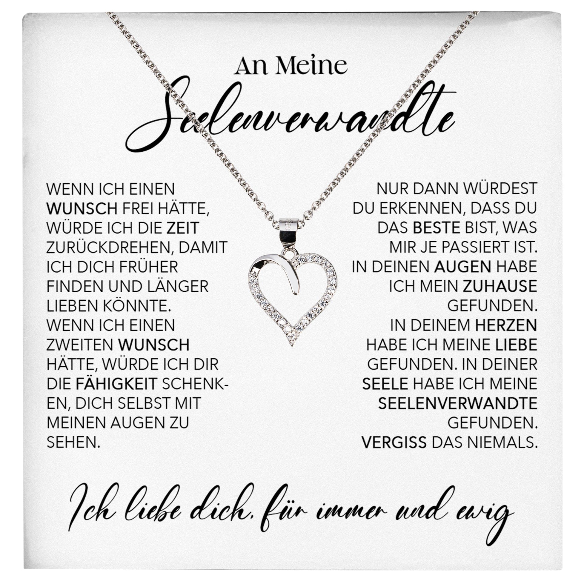 22Feels® Seelenverwandte Ich Liebe Dich Frauen Geschenk Silber 925/000 Schmuck Ehefrau Freundin Herz Halskette Valentinstag Hochzeitstag Jahrestag-Schmuck mit Botschaftskarte - Herz21-22Feels