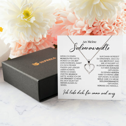 22Feels® Seelenverwandte Ich Liebe Dich Frauen Geschenk Silber 925/000 Schmuck Ehefrau Freundin Herz Halskette Valentinstag Hochzeitstag Jahrestag-Schmuck mit Botschaftskarte - Herz21-22Feels