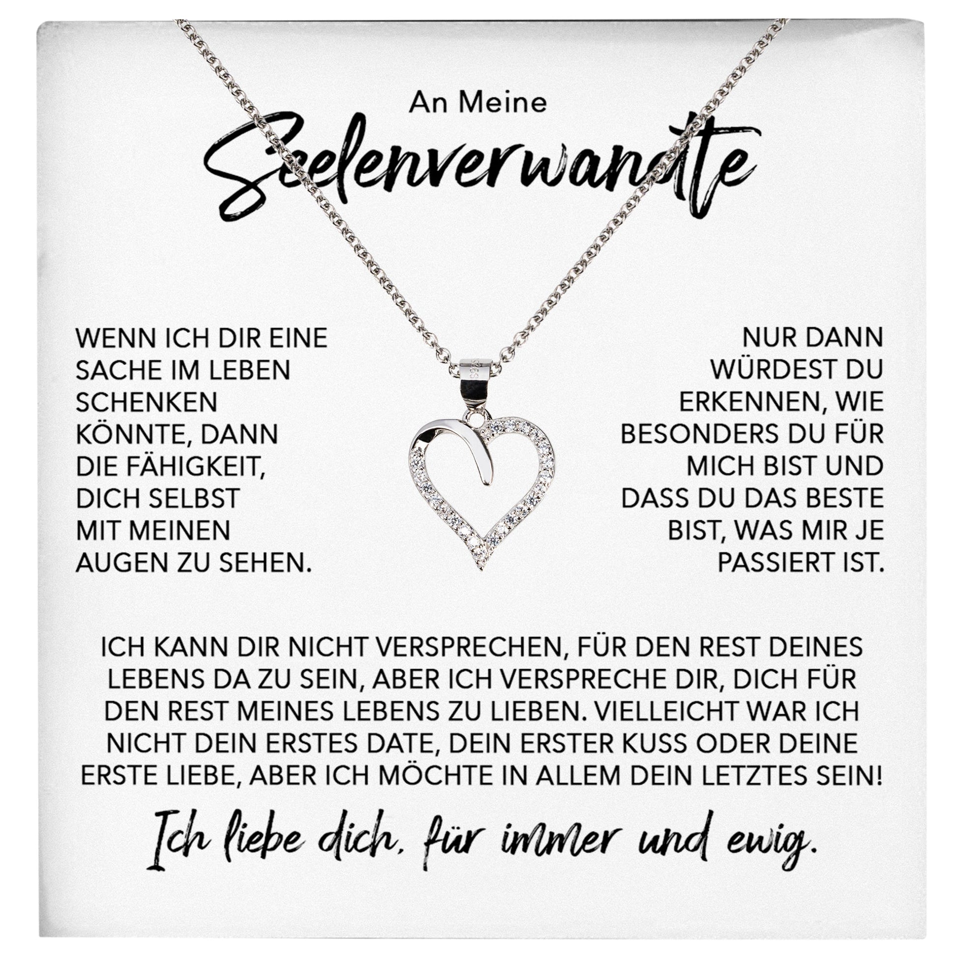 22Feels® Seelenverwandte Ich Liebe Dich Frauen Geschenk Silber 925/000 Schmuck Ehefrau Freundin Herz Halskette Valentinstag Hochzeitstag Jahrestag-Schmuck mit Botschaftskarte - Herz21-22Feels