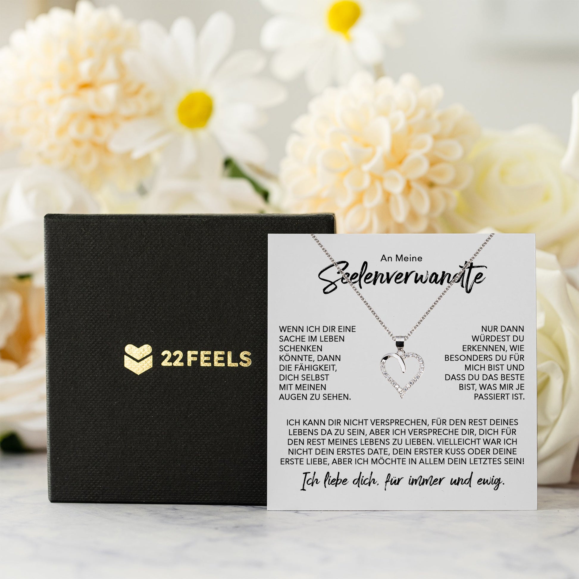 22Feels® Seelenverwandte Ich Liebe Dich Frauen Geschenk Silber 925/000 Schmuck Ehefrau Freundin Herz Halskette Valentinstag Hochzeitstag Jahrestag-Schmuck mit Botschaftskarte - Herz21-22Feels